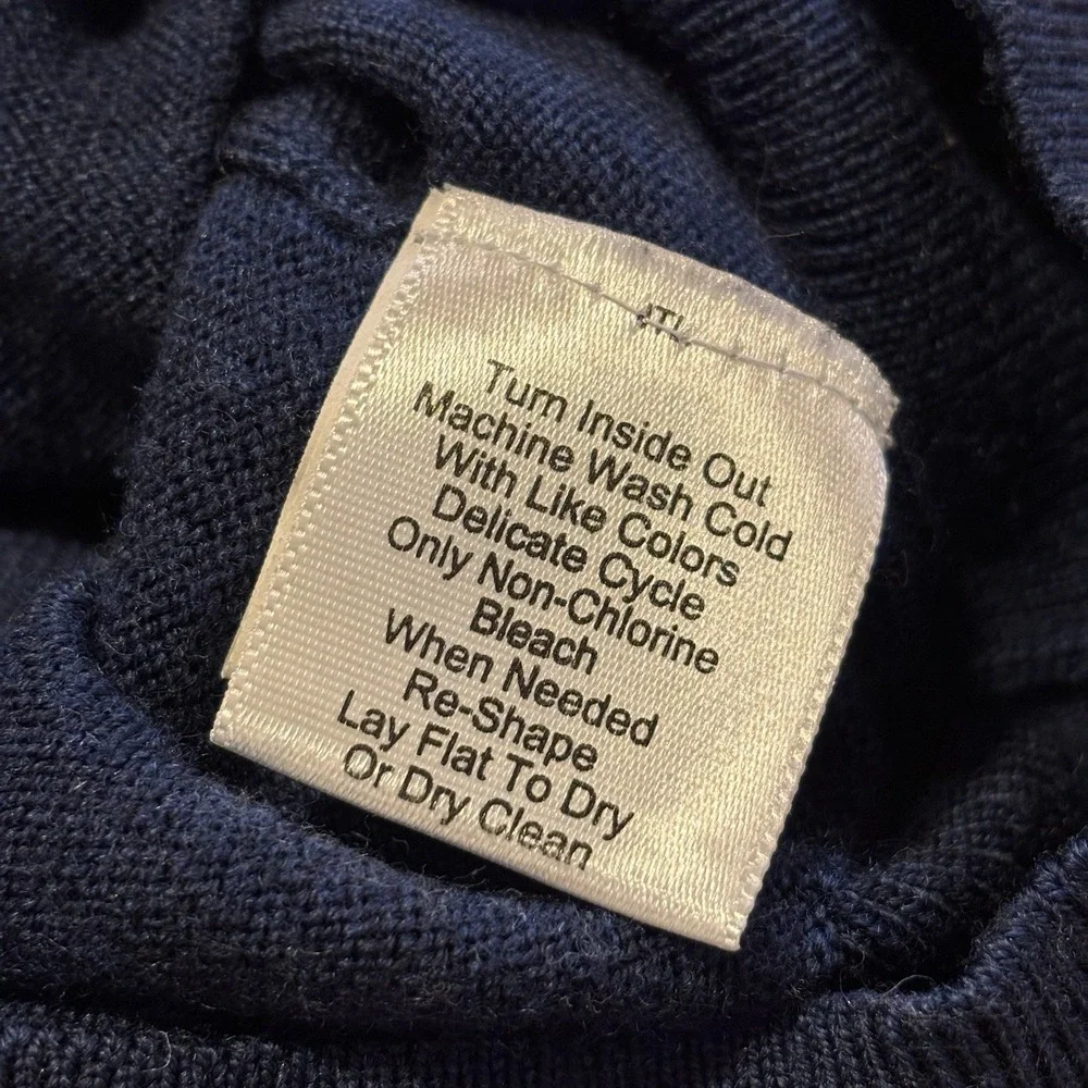 Jos A Bank Traveler Cardigan Sweater Mens *Fits Sz Small* Merino Wool Navy Blue